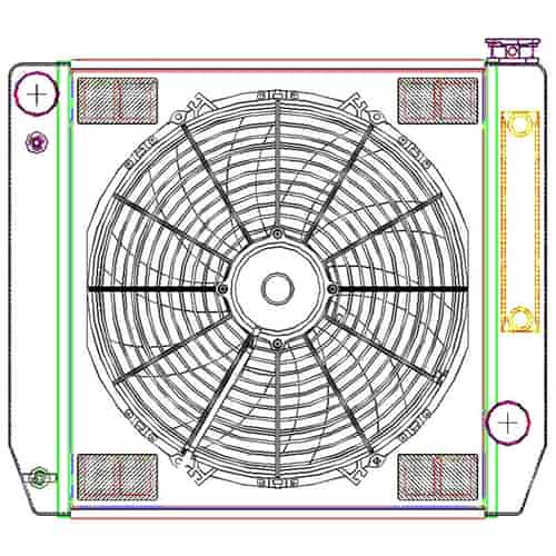 MegaCool ComboUnit Universal Fit Radiator and Fan Single Pass Crossflow Design 22" x 19" for HEMI Swap with Cooler