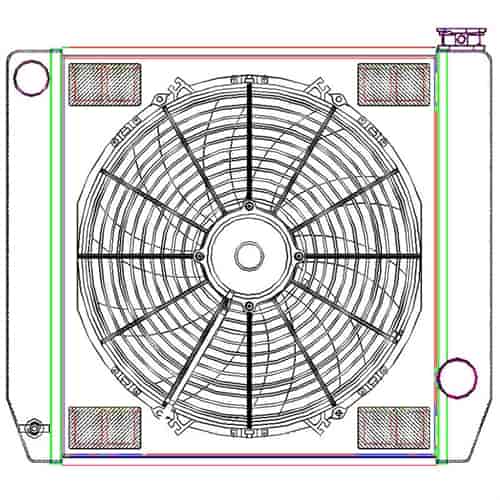MegaCool ComboUnit Universal Fit Radiator and Fan Single Pass Crossflow Design 22" x 19" for LS Swap with Cooler
