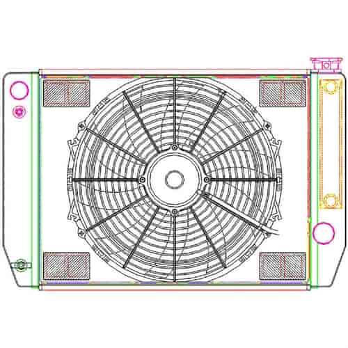 MegaCool ComboUnit Universal Fit Radiator and Fan Single Pass Crossflow Design 24" x 15.50" for LS Swap with Cooler
