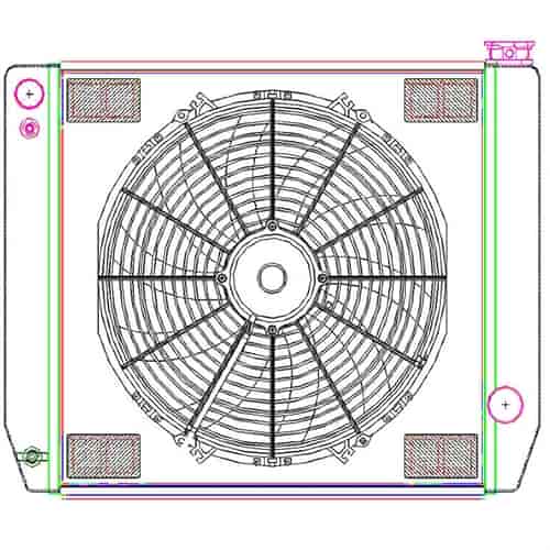 MegaCool ComboUnit Universal Fit Radiator and Fan Single Pass Crossflow Design 24" x 19" for LS Swap