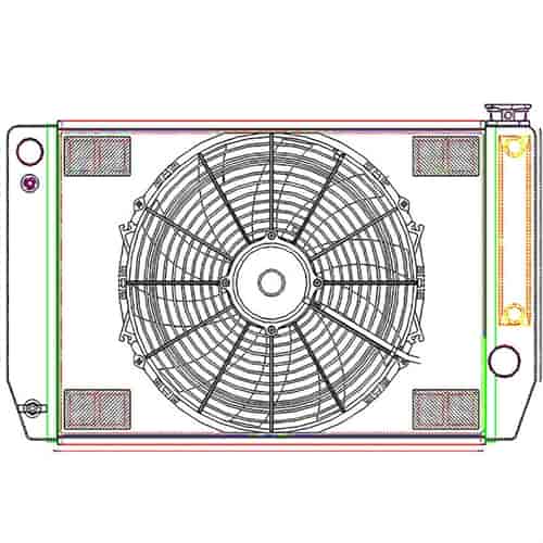 MegaCool ComboUnit Universal Fit Radiator and Fan Single Pass Crossflow Design 26" x 15.50" for LS Swap with Cooler