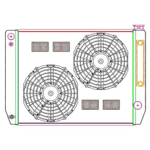 MegaCool ComboUnit Universal Fit Radiator and Fan Single Pass Crossflow Design 27.50" x 19" for LS Swap with Cooler