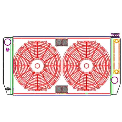 MegaCool ComboUnit Universal Fit Radiator and Fan Single Pass Crossflow Design 31" x 15.50" for HEMI Swap with Cooler