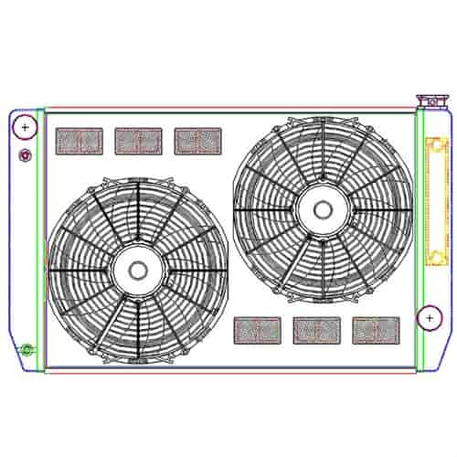 MegaCool ComboUnit Universal Fit Radiator and Fan Single Pass Crossflow Design 31" x 19" for HEMI Swap with Cooler