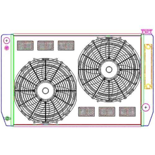 MegaCool ComboUnit Universal Fit Radiator and Fan Single Pass Crossflow Design 31" x 19" for LS Swap with Cooler