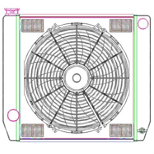 MegaCool ComboUnit Universal Fit Radiator and Fan Single Pass Crossflow Design 22" x 19" with Steam Fitting