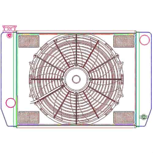 MegaCool ComboUnit Universal Fit Radiator and Fan Single Pass Crossflow Design 24" x 15.50" with Steam Fitting