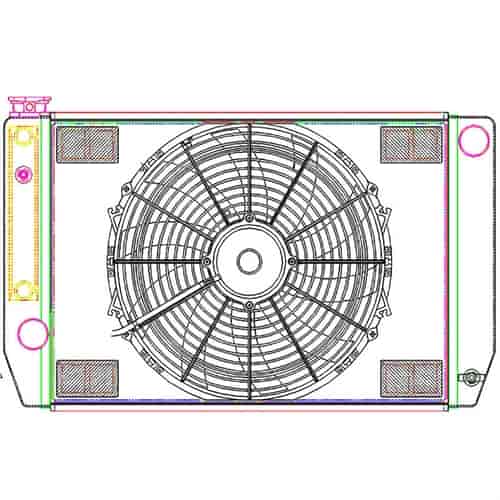 MegaCool ComboUnit Universal Fit Radiator and Fan Single Pass Crossflow Design 26" x 15.50" with Steam Fitting & Cooler