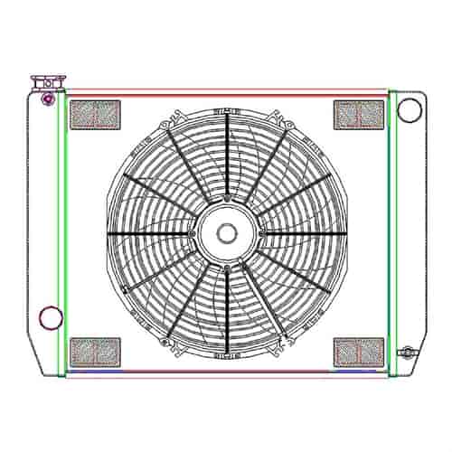 MegaCool ComboUnit Universal Fit Radiator and Fan Single Pass Crossflow Design 26" x 19" with Steam Fitting
