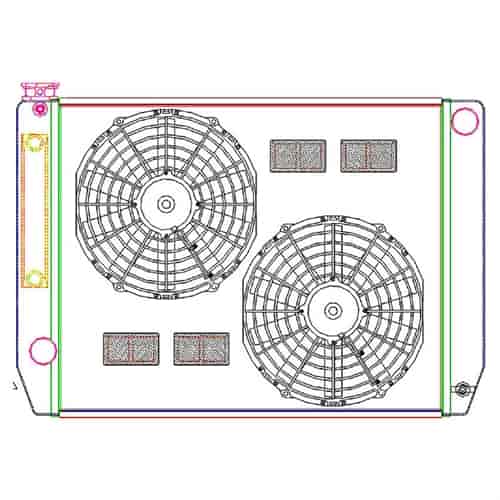 MegaCool ComboUnit Universal Fit Radiator and Fan Single Pass Crossflow Design 27.50" x 19" with Steam Fitting & Cooler