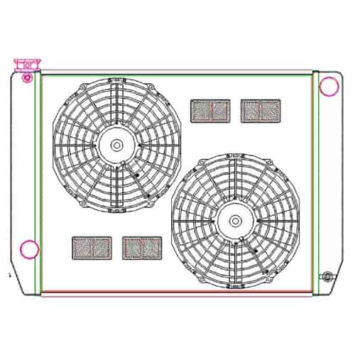 MegaCool ComboUnit Universal Fit Radiator and Fan Single Pass Crossflow Design 27.50" x 19" with Steam Fitting