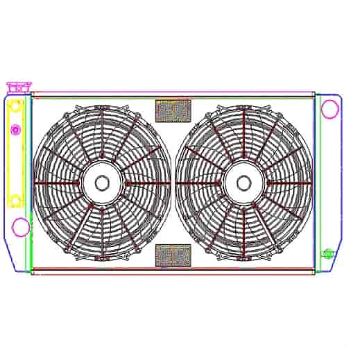 MegaCool ComboUnit Universal Fit Radiator and Fan Single Pass Crossflow Design 31" x 15.50" with Steam Fitting & Cooler