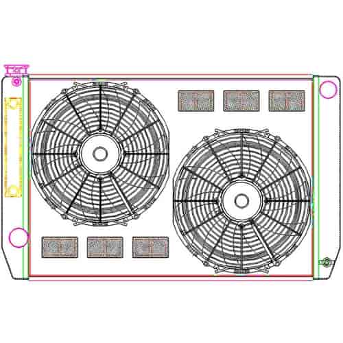 MegaCool ComboUnit Universal Fit Radiator and Fan Single Pass Crossflow Design 31" x 19" with Steam Fitting & Cooler