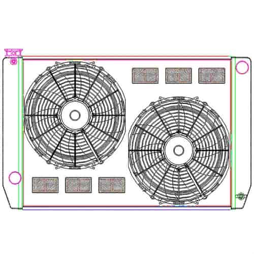 MegaCool ComboUnit Universal Fit Radiator and Fan Single Pass Crossflow Design 31" x 19" with Steam Fitting