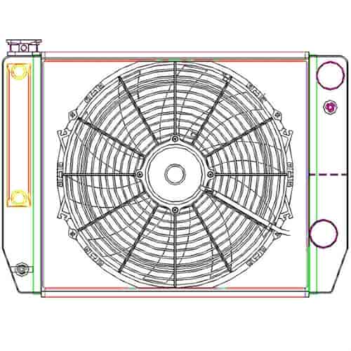 MegaCool CombuUnit Universal Fit Radiator and Fan Dual Pass Crossflow Design 22" x 15.50" for HEMI Swap with Cooler