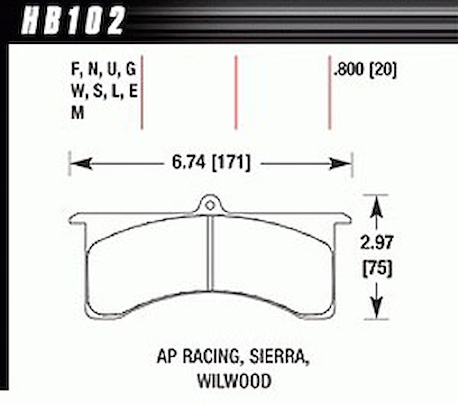 HT-10 PADS AP Racing 6 Sierra/JFZ Wilwood