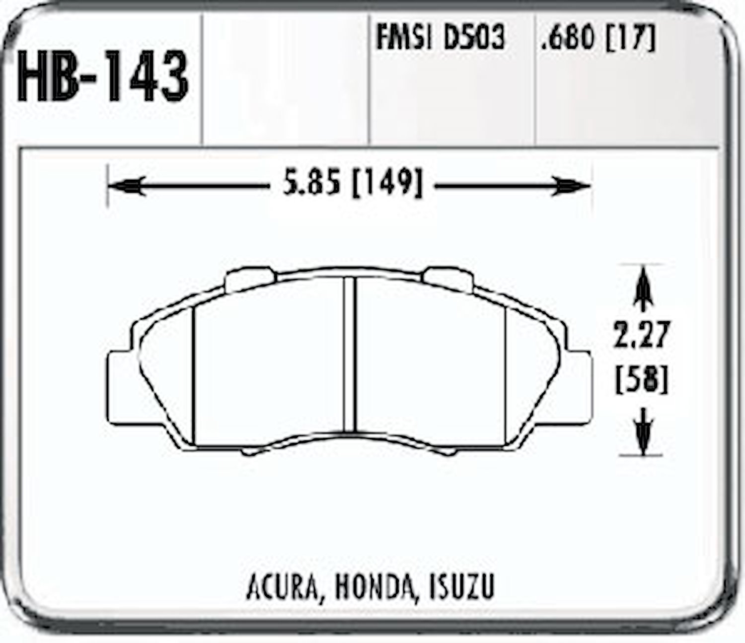 Hawk High Performance Front Brake Pads Fits: 1997-01 Accura 1991-95 Legend