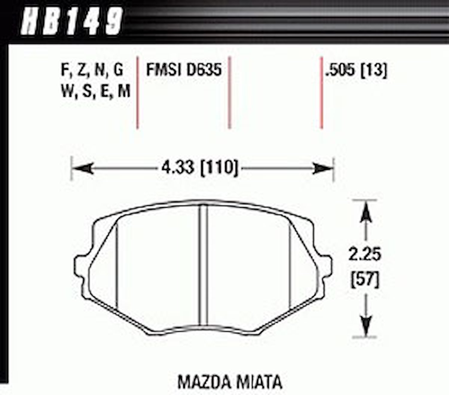 HT-10 PADS Mazda Miata MX-5 1.8L
