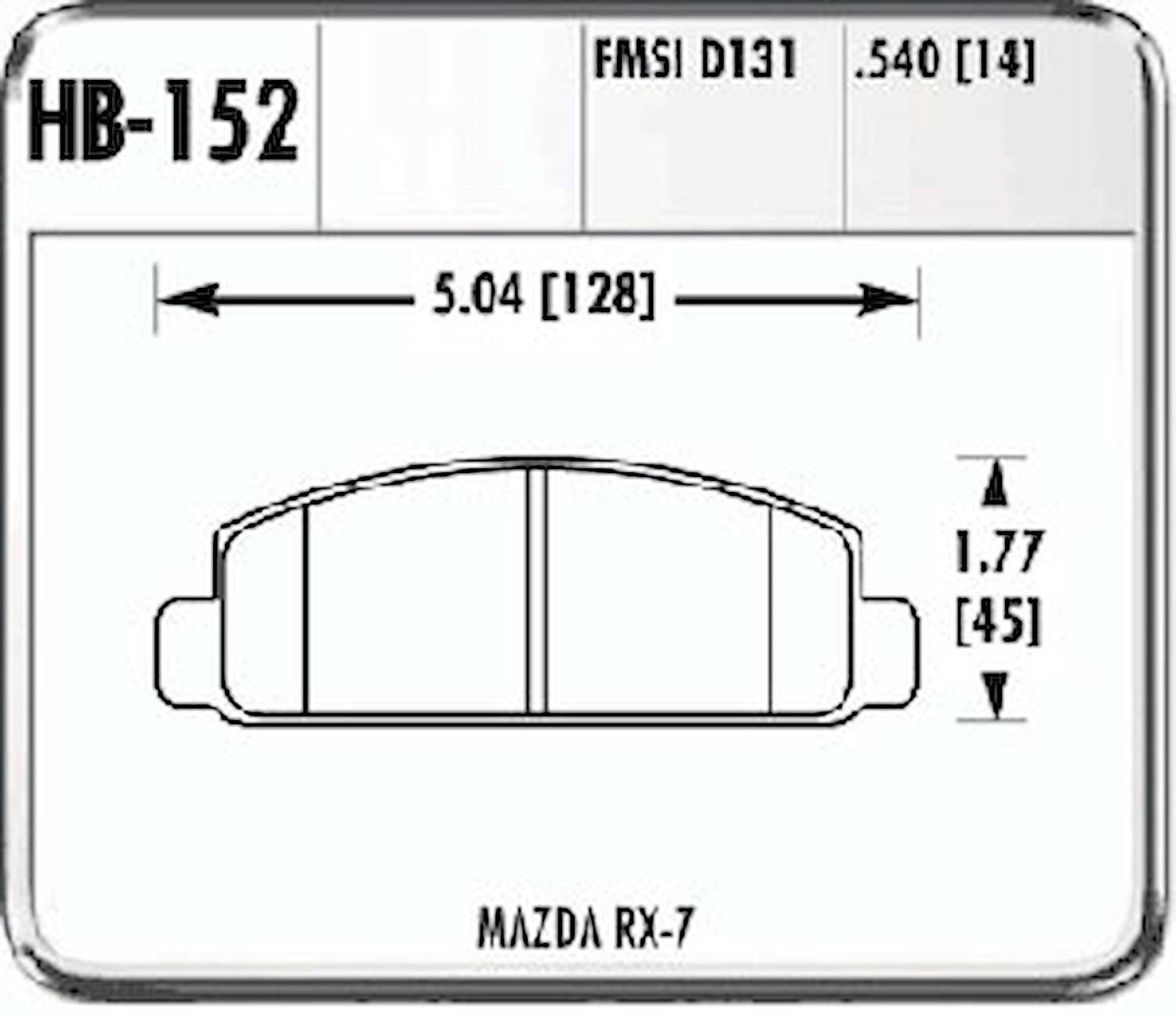 Hawk High Performance Front Brake Pads 1984-92 Mazda RX-7 with standard suspens