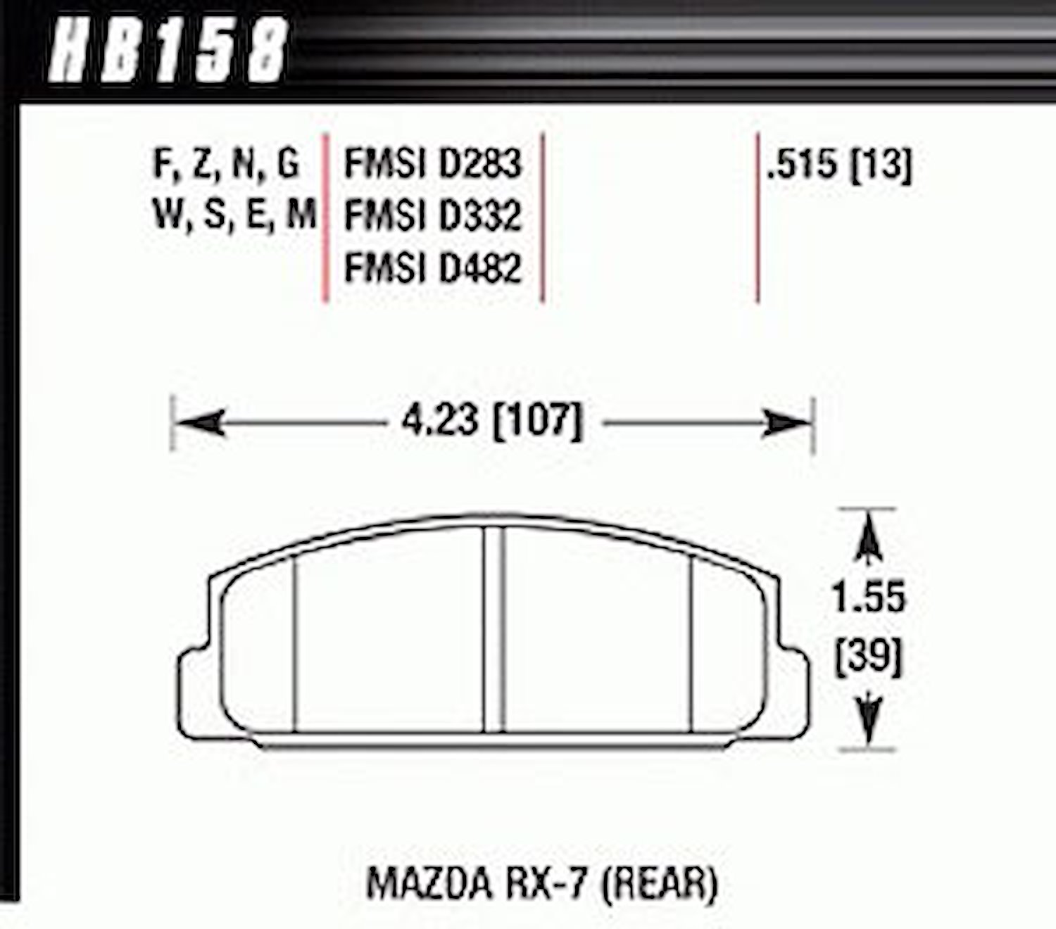 HT-10 PADS Mazda RX-7 Rear