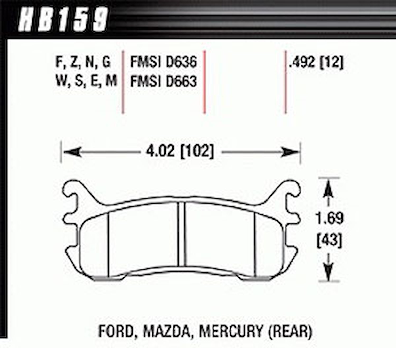 BLACK PADS Mazda Miata MX-5 1.8L Rear