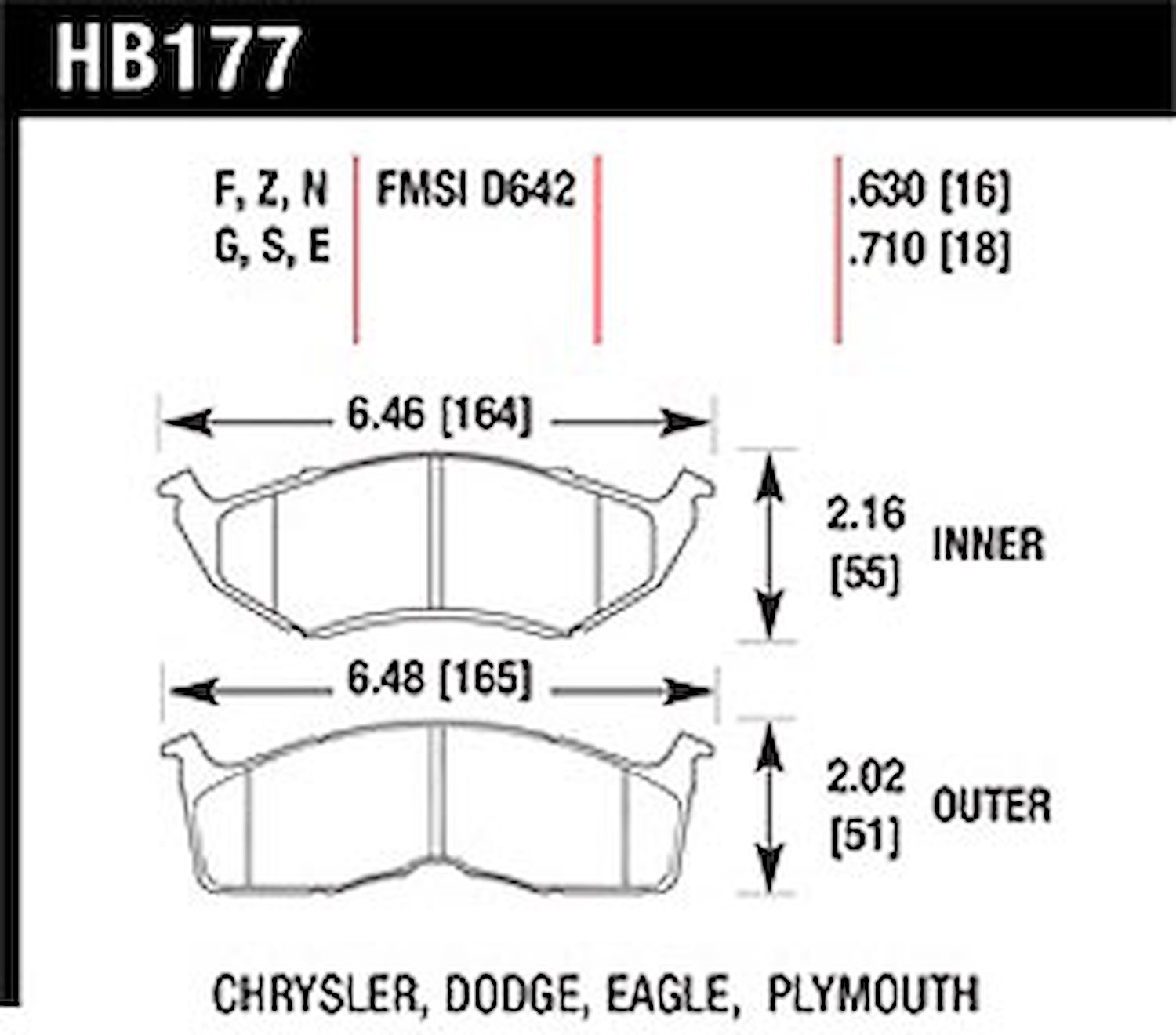 Disc Brake Pad HT-10 w/0.630 Thickness