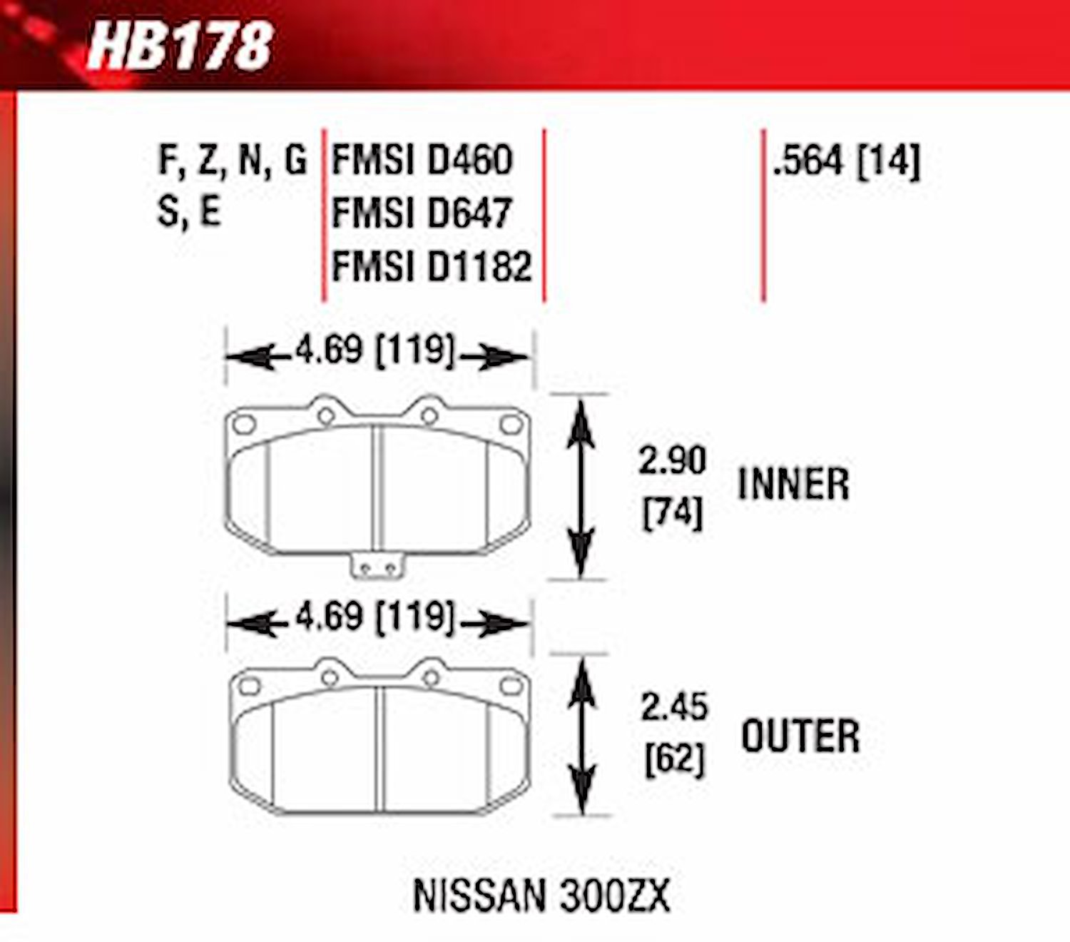 DTC-60 Disk Brake Pads for Nissan, 300ZX