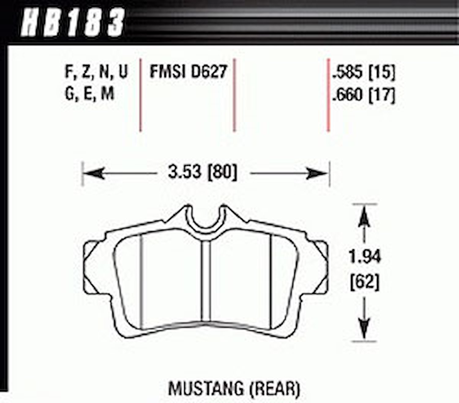 Disc Brake Pad Performance Ceramic w/0.660 Thickness