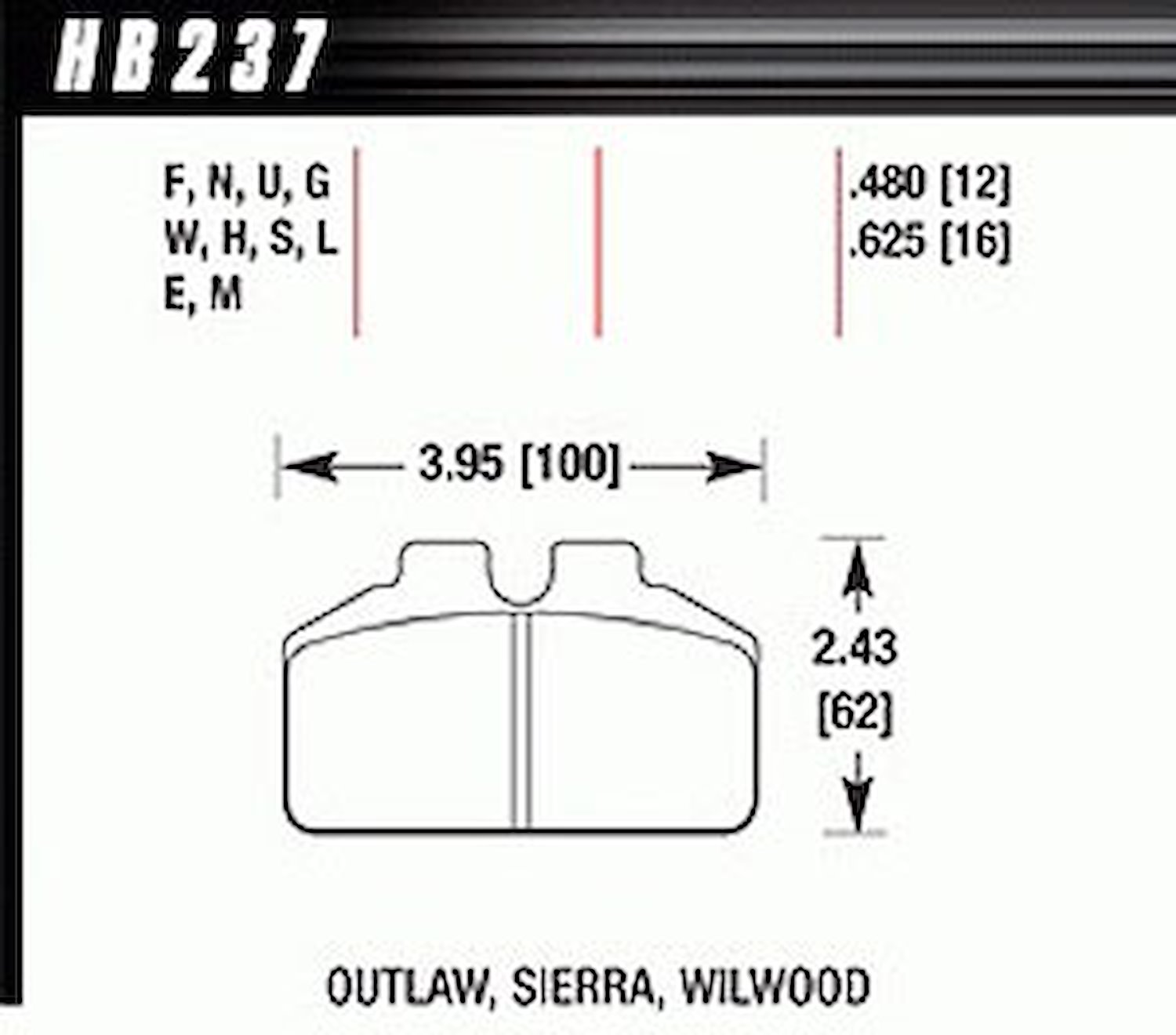HT-10 PADS Wilwood BB AP Racing Outlaw