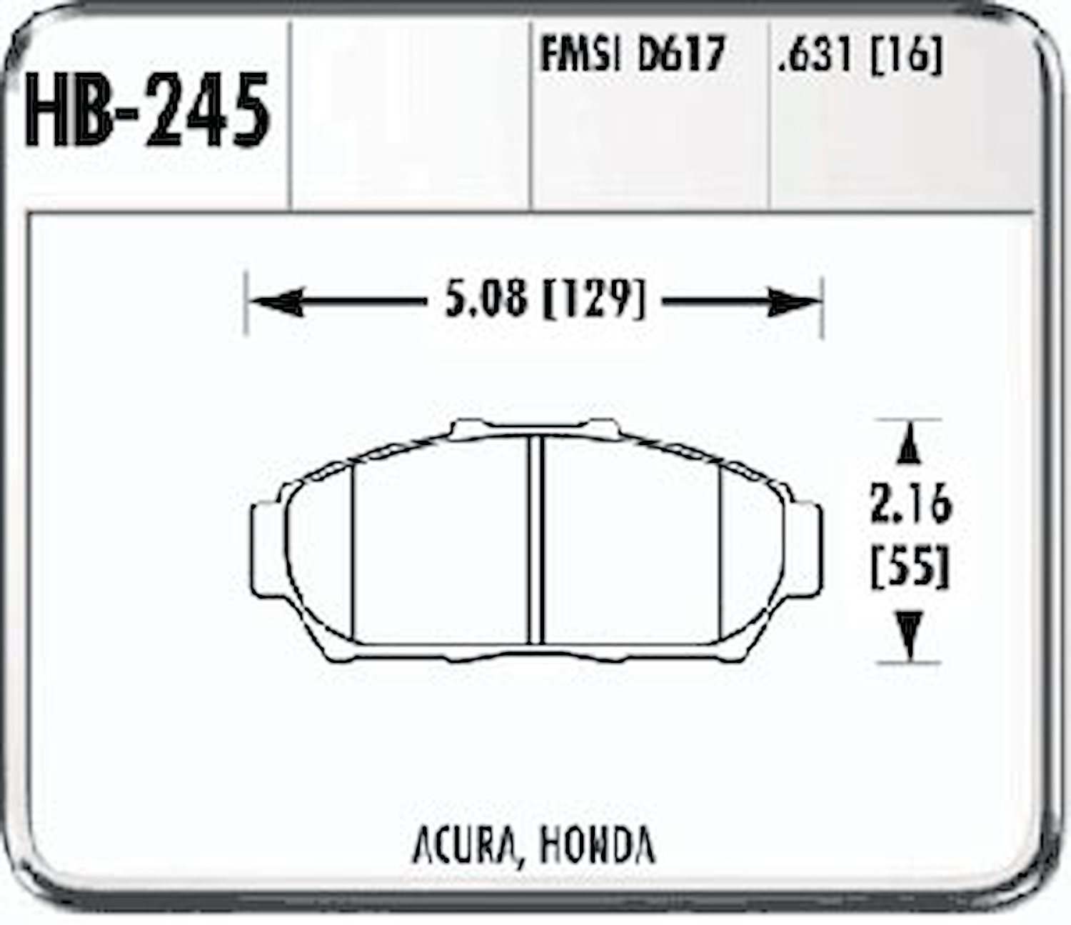Hawk High Performance Front Brake Pads Fits: 97-01 Integra except Type-R