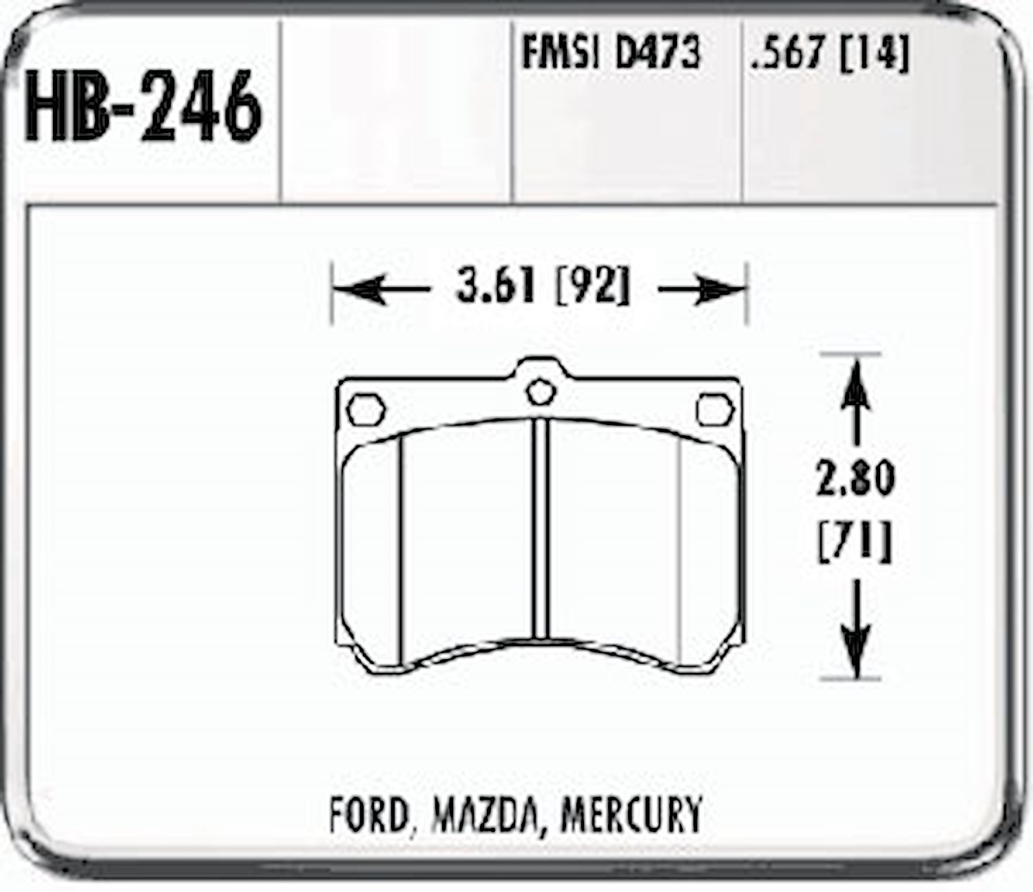 Performance Brake HPS PAD D473 FORD/MAZ/MER