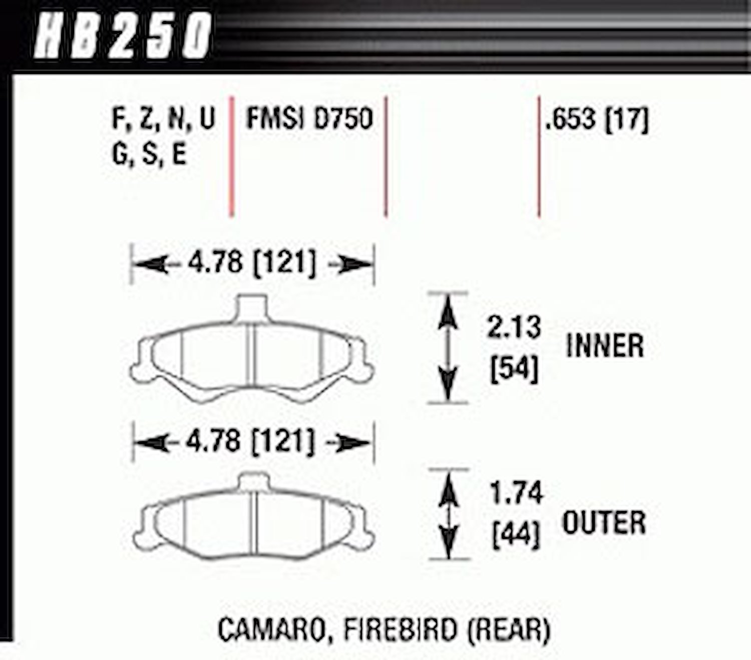 HT-10 PADS Camaro Firebird Rear