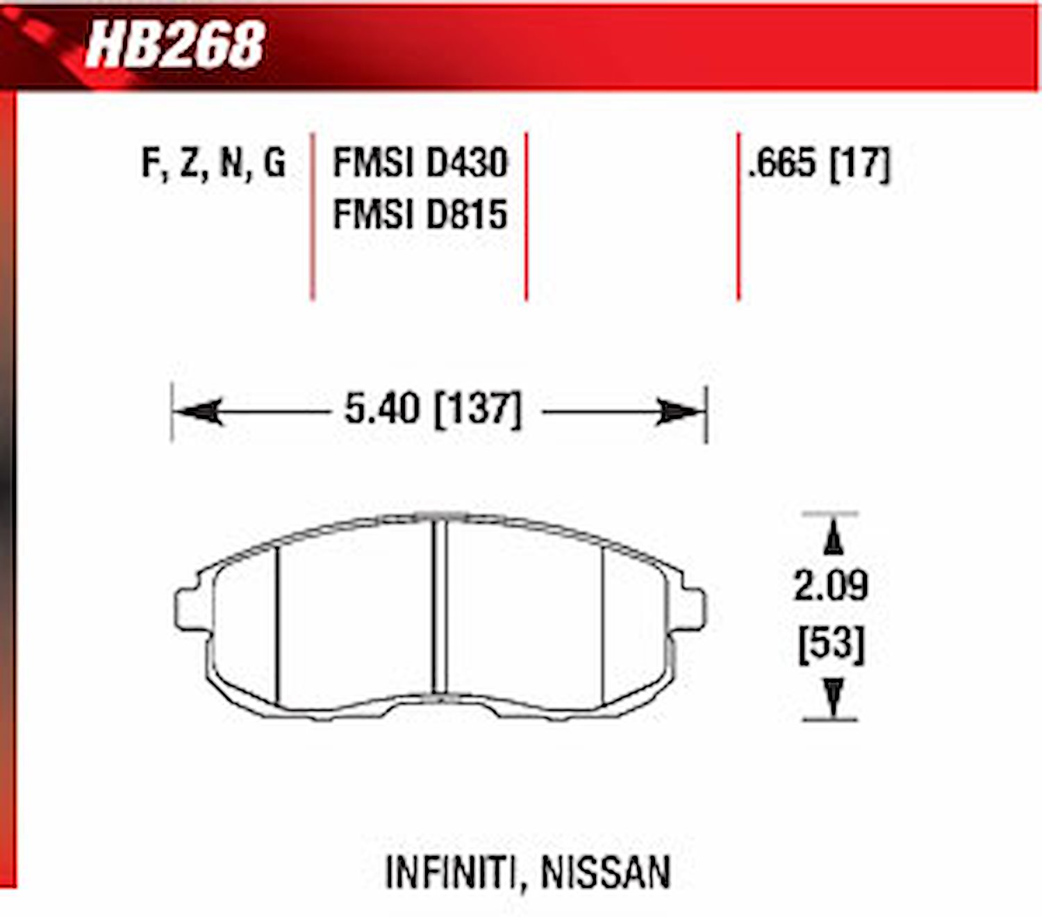 DTC-60 Disk Brake Pads for Nissan, Infiniti, Suzuki