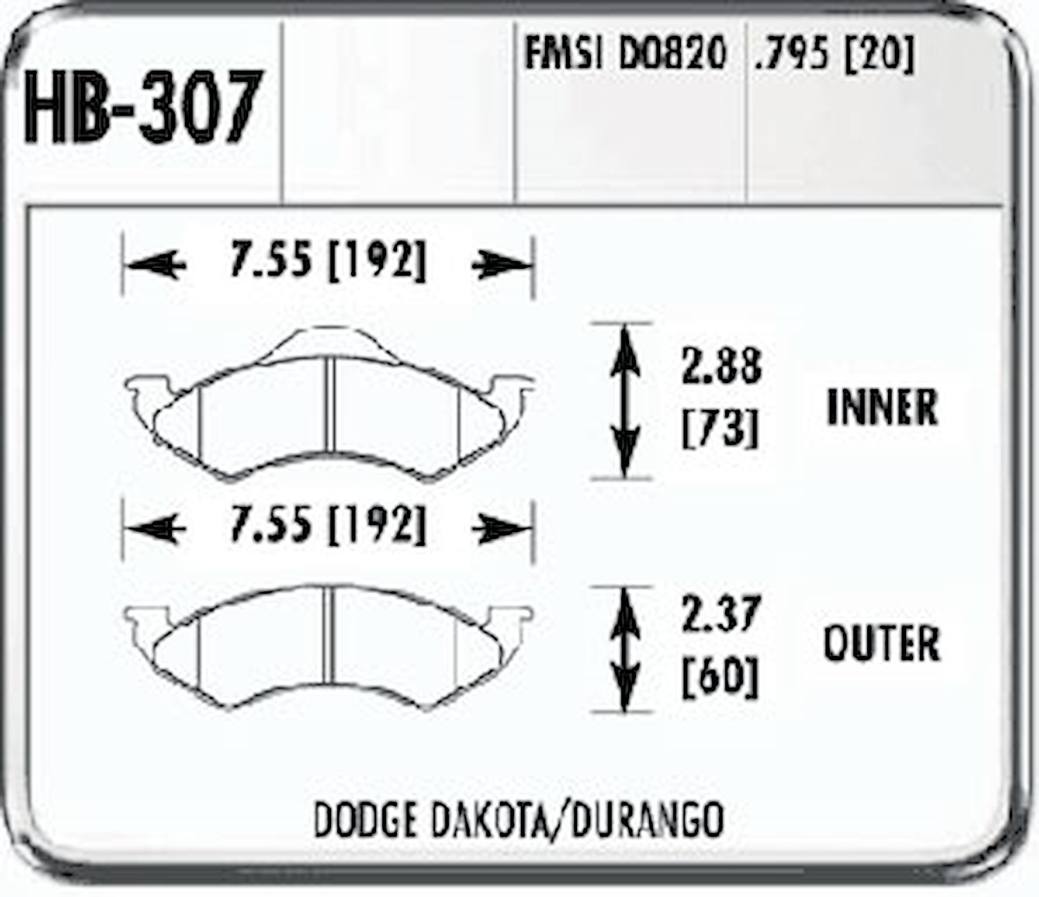 HPS Performance Brake Pads 2000 Dodge Dakota/Durango