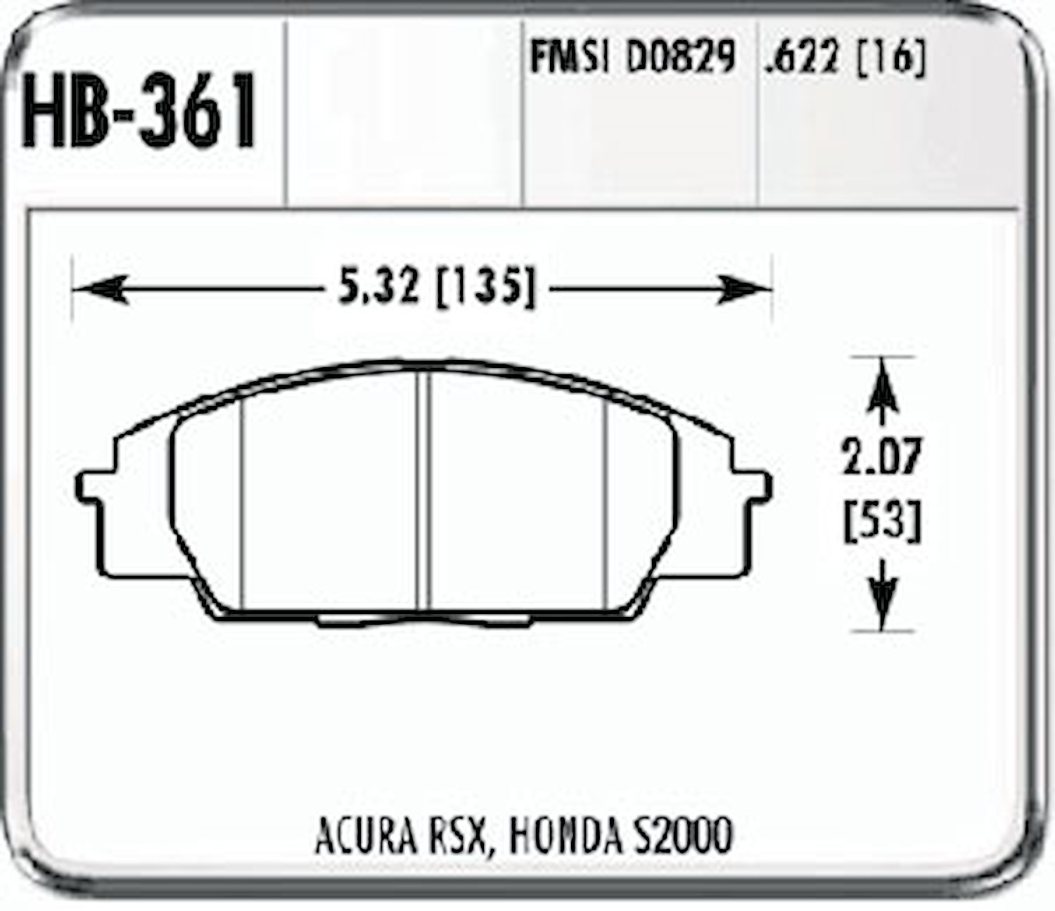 Hawk High Performance Front Brake Pads Fits: 2002-04 RSX Type-S