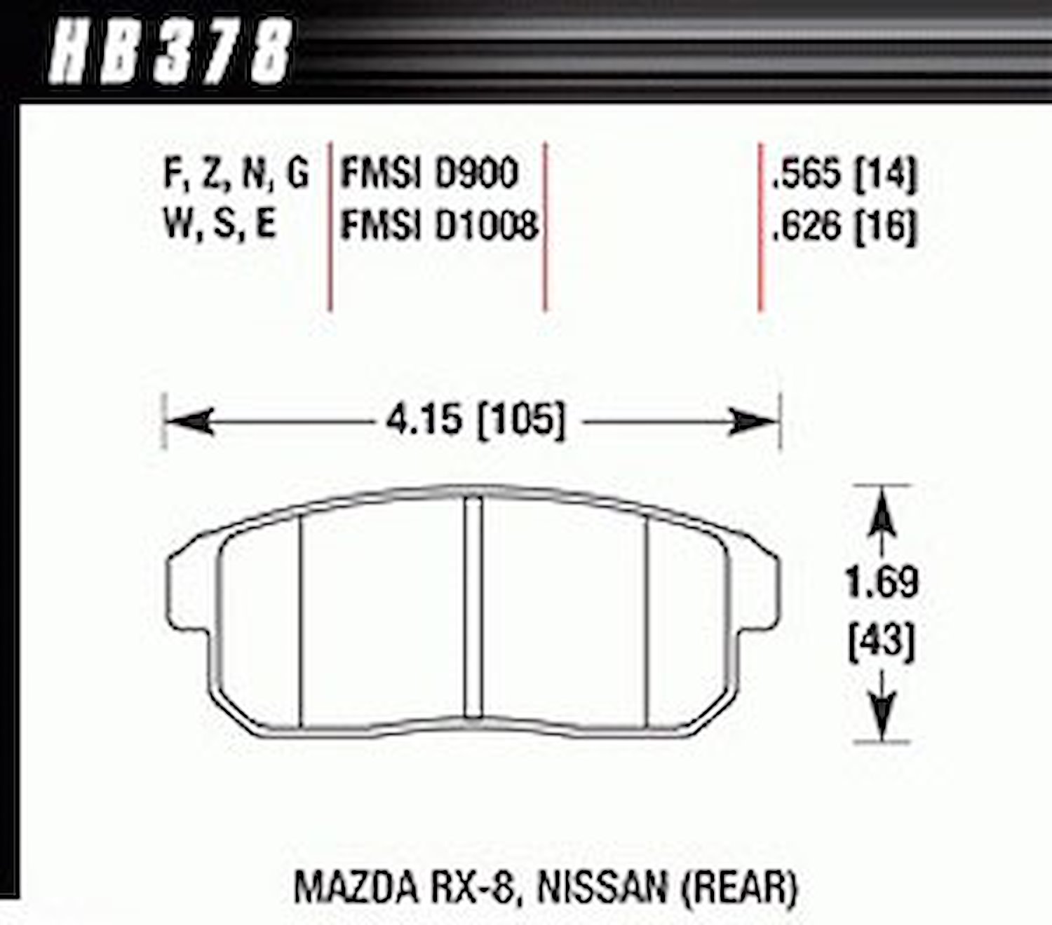 HT-10 PADS Mazda RX-8 For for Nissan Rear