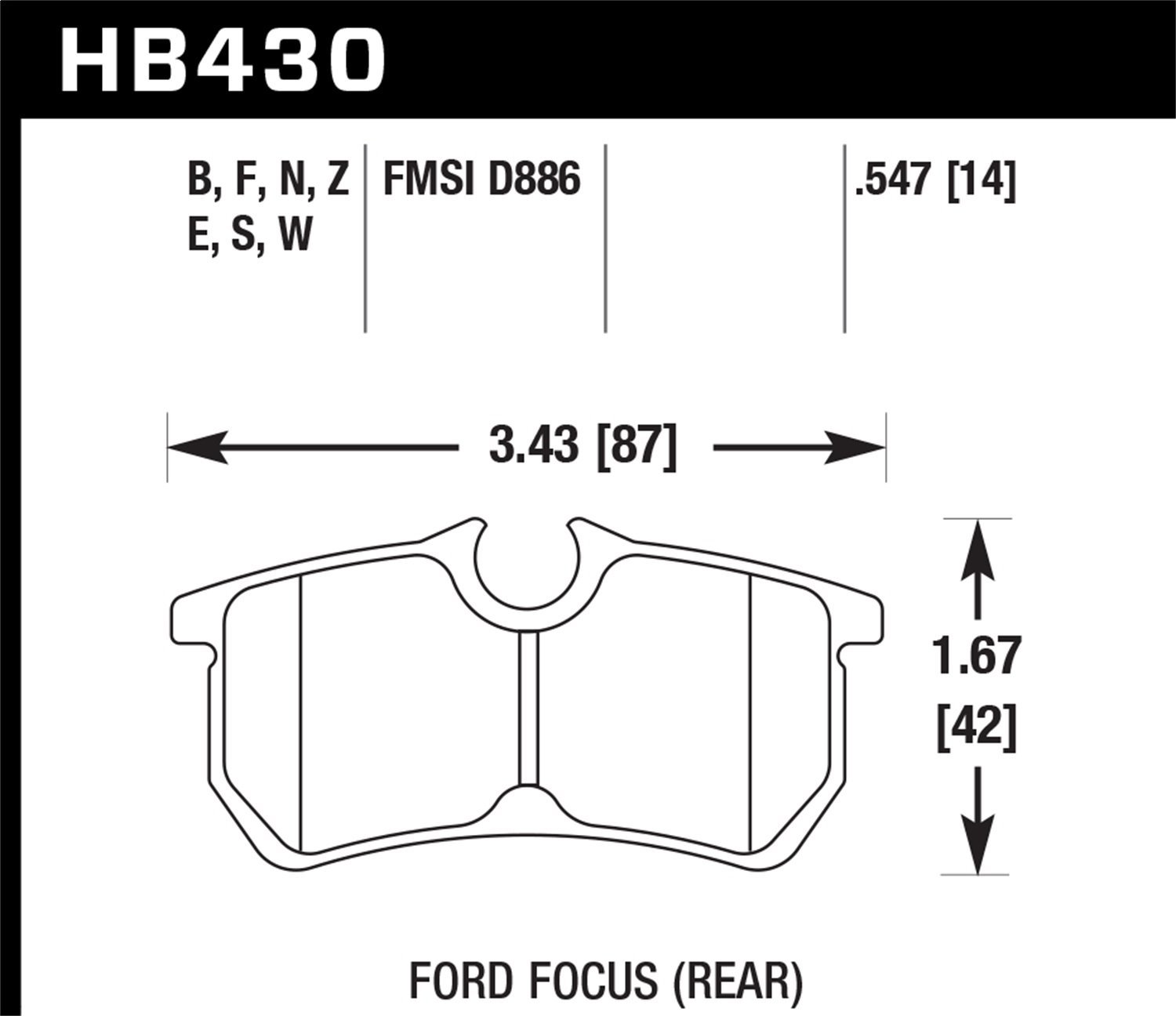 DTC-30 BRAKE PADS Ford Focus Rear