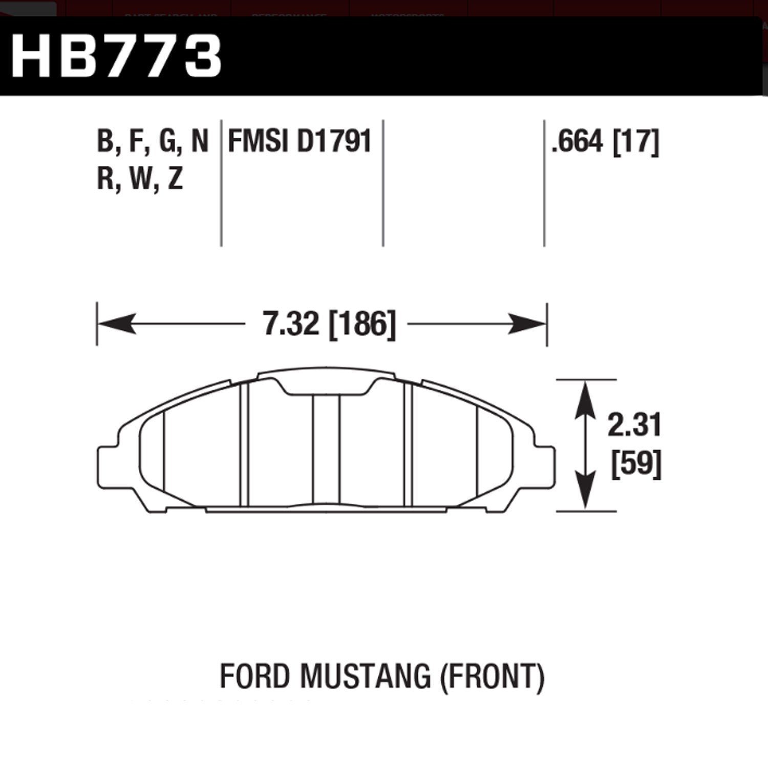 HPS BRAKE PADS 2015-2017 FORD MUSTANG FRONT