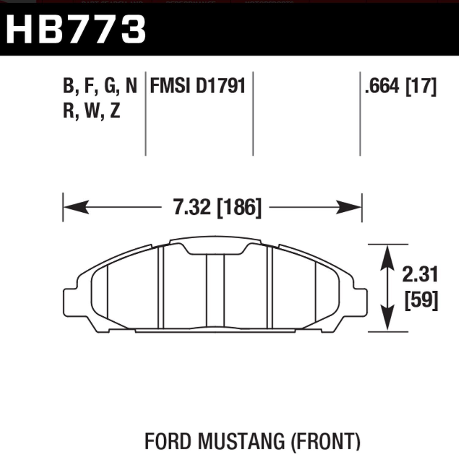 HP PLUS BRAKE PADS 2015-2017 FORD MUSTANG FRONT