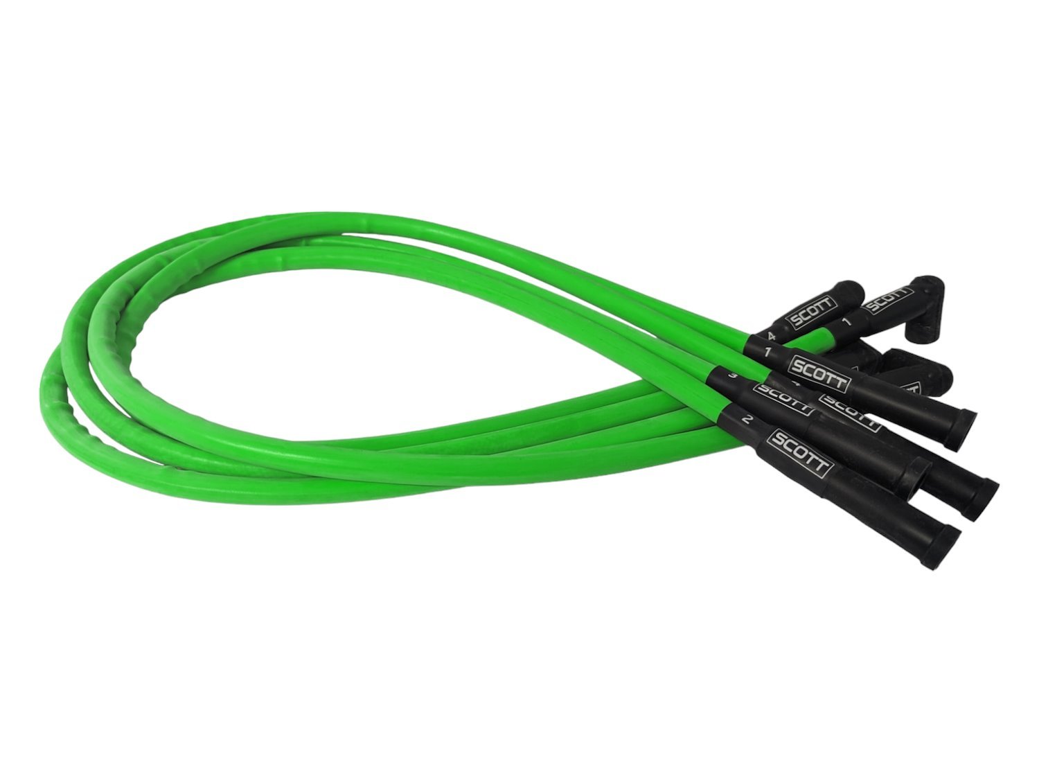 SPW300-CH-23-8 Super Mag Fiberglass-Oversleeved Spark Plug Wire Set for Ford 2.3L [Fluorescent Green]