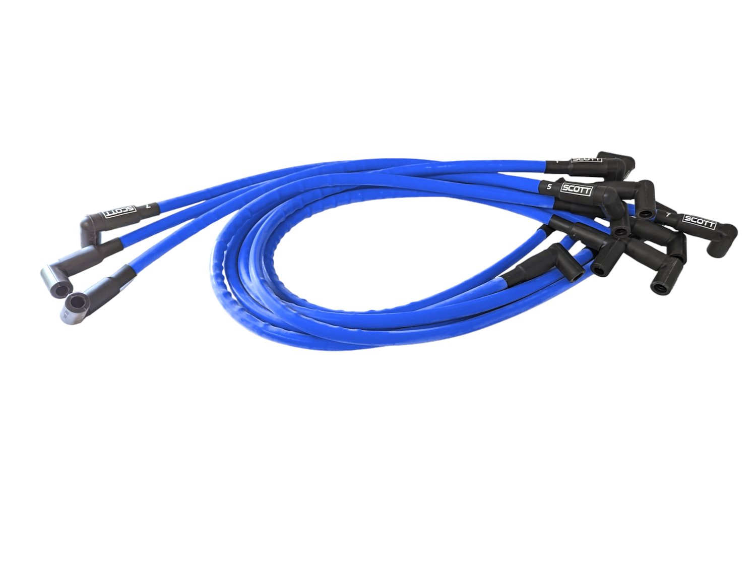 SPW300-CH-407-4 Super Mag Fiberglass-Oversleeved Spark Plug Wire Set for Small Block Chevy, Under Header [Blue]