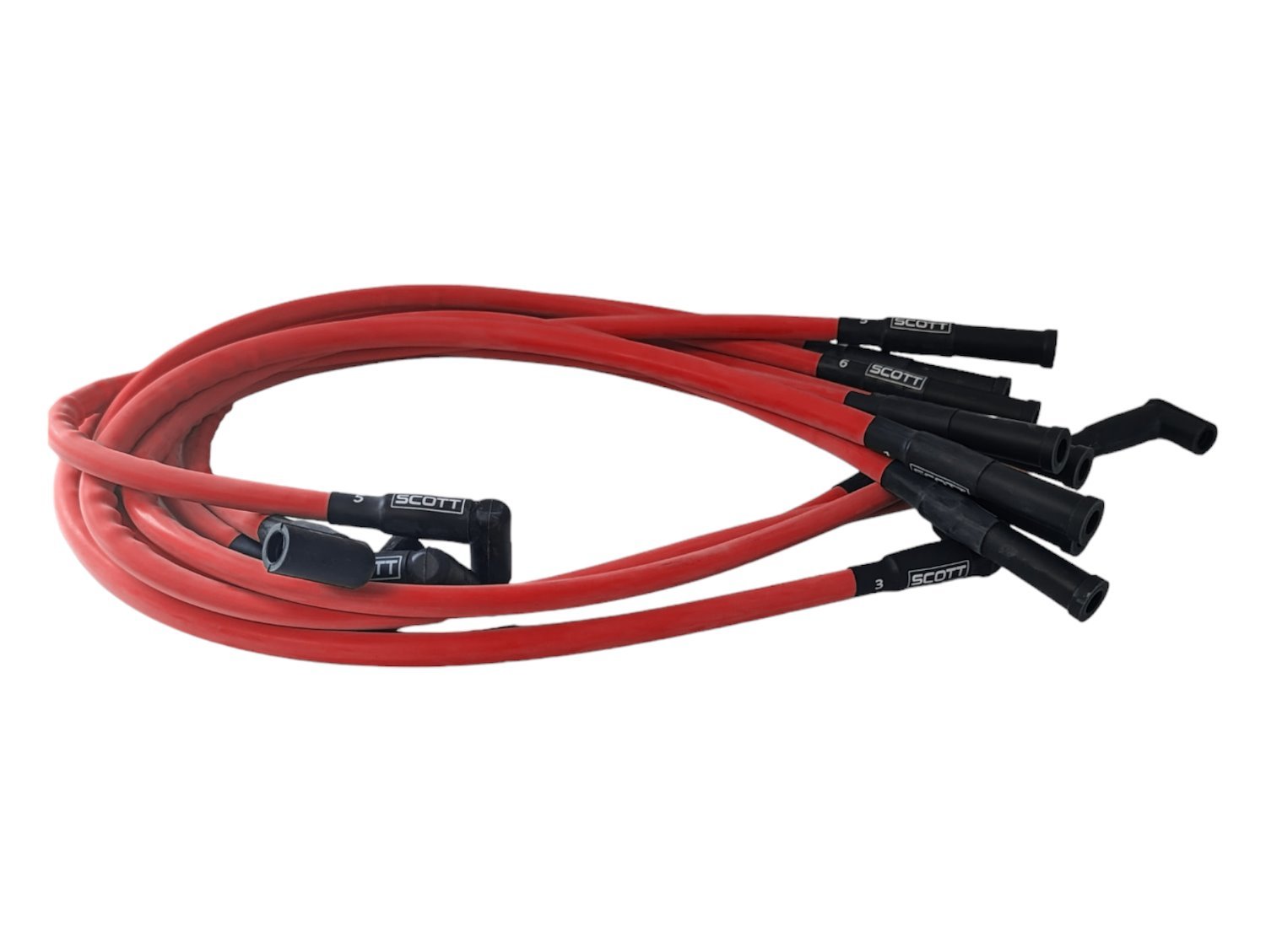 SPW300-CH-421-2 Super Mag Fiberglass-Oversleeved Spark Plug Wire Set for Small Block Chevy, Over Valve Cover [Red]
