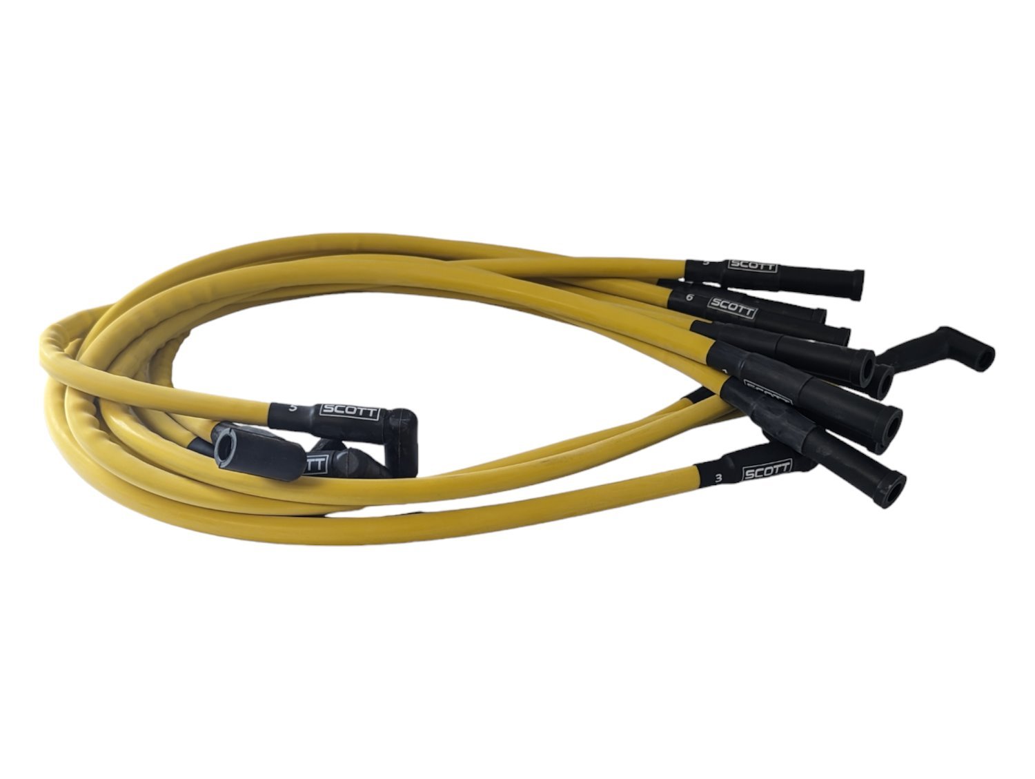 SPW300-CH-421-7 Super Mag Fiberglass-Oversleeved Spark Plug Wire Set for Small Block Chevy, Over Valve Cover [Yellow]