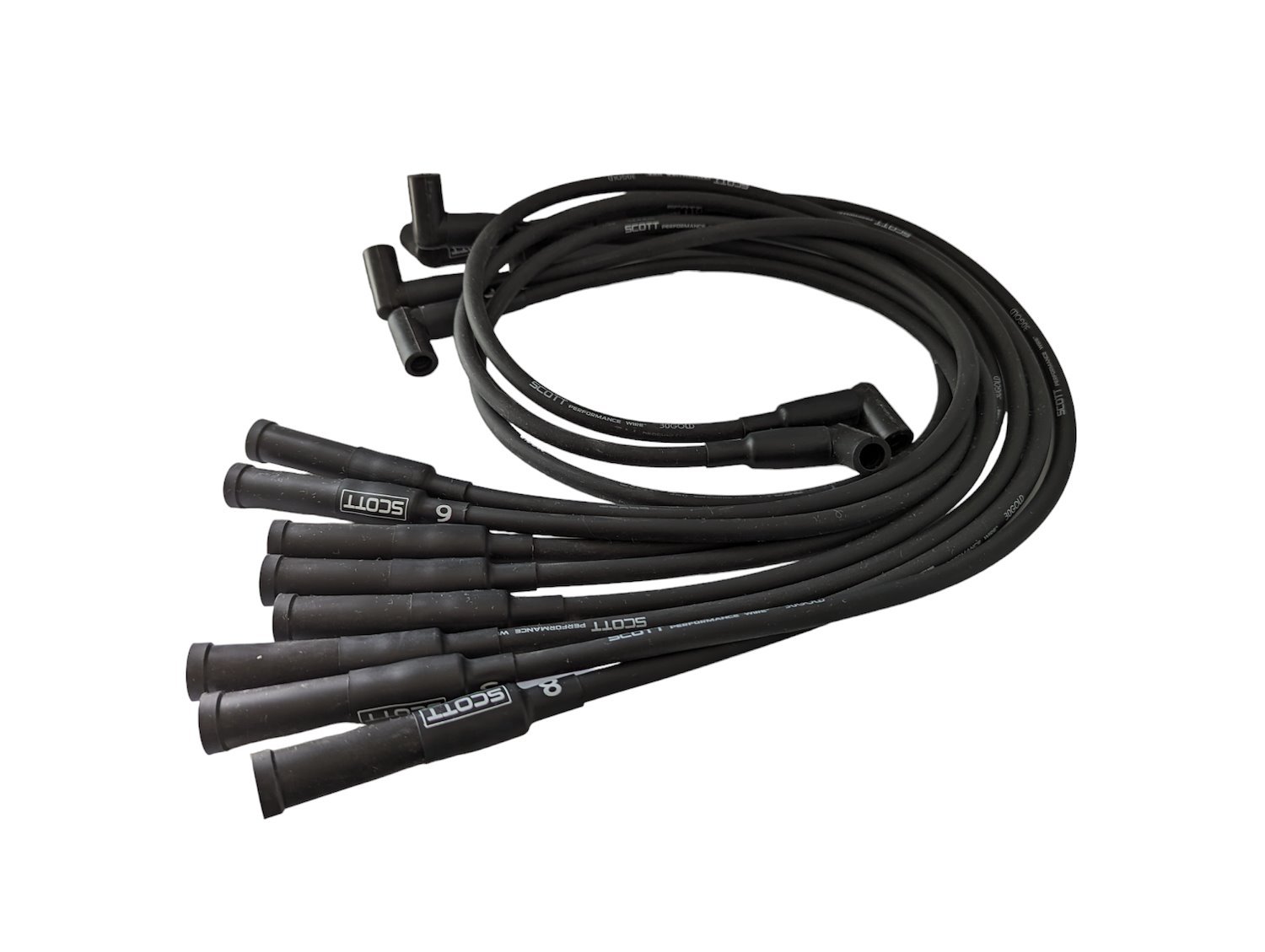 SPW300-NS-421 Super Mag Non-Sleeved Spark Plug Wire Set for Small Block Chevy, Over Valve Cover [Straight Plug Boot]