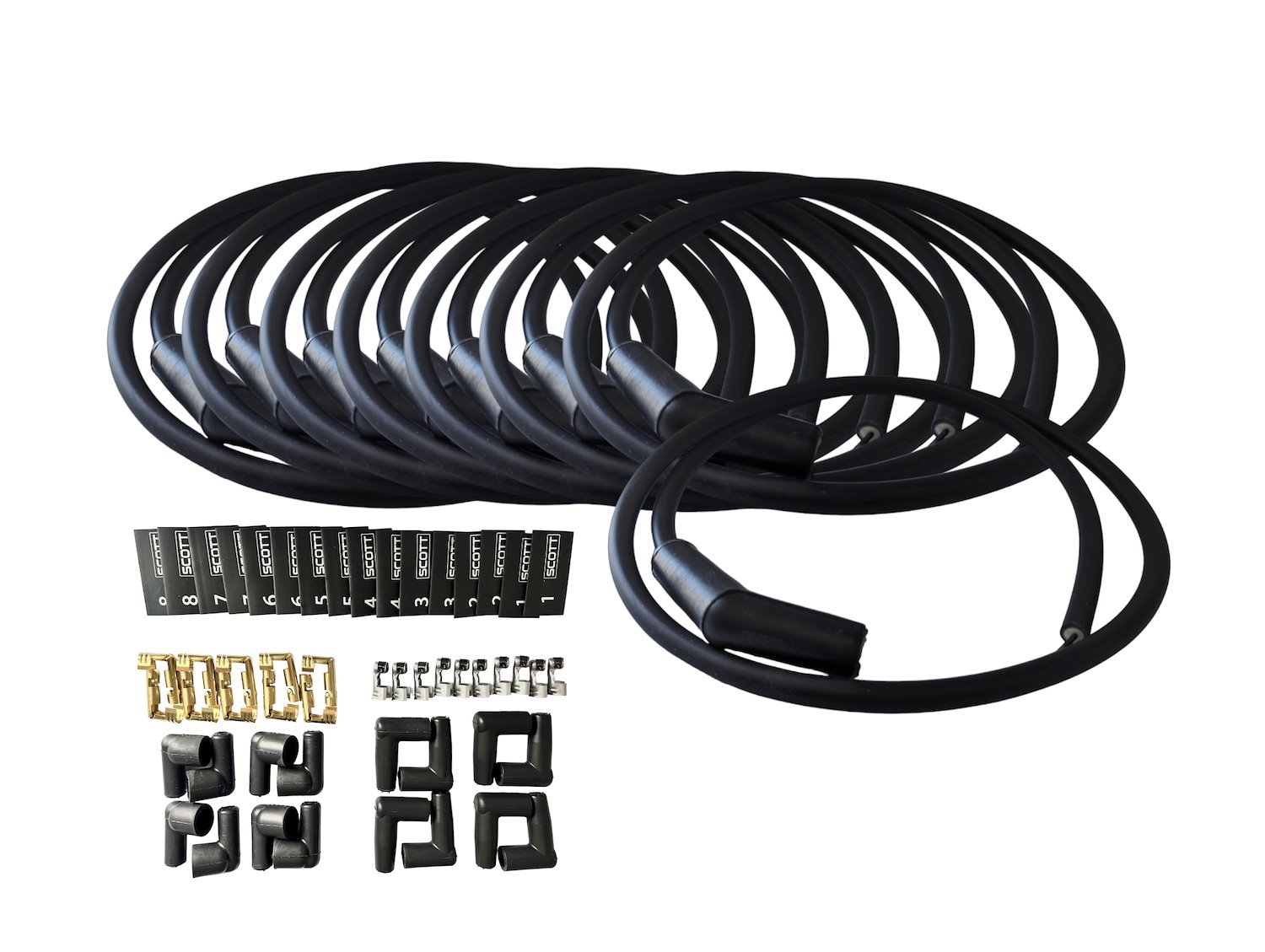 SPW300-NS-K45 DIY Super Mag Non-Sleeved Spark Plug Wire Set for DIY Sets [45-Degree Plug Boot]