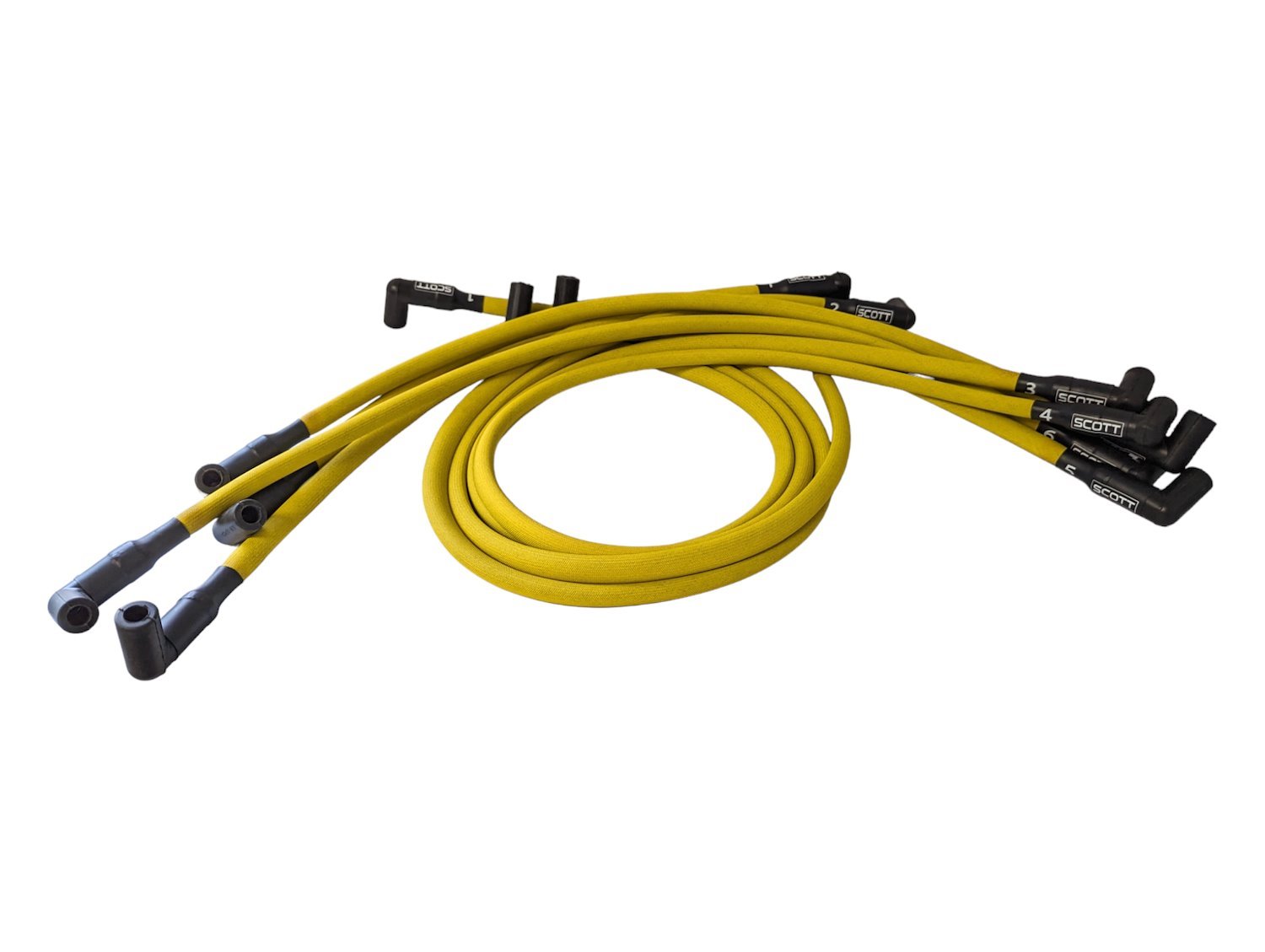 SPW300-PS-402-5 Super Mag Fiberglass-Oversleeved Spark Plug Wire Set for Small Block Chevy, Over Valve Cover [Yellow]