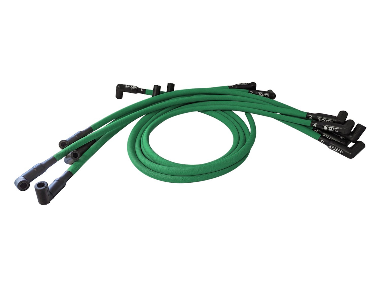 SPW300-PS-416-4 Super Mag Fiberglass-Oversleeved Spark Plug Wire Set for Big Block Chevy, Under Header [Green]