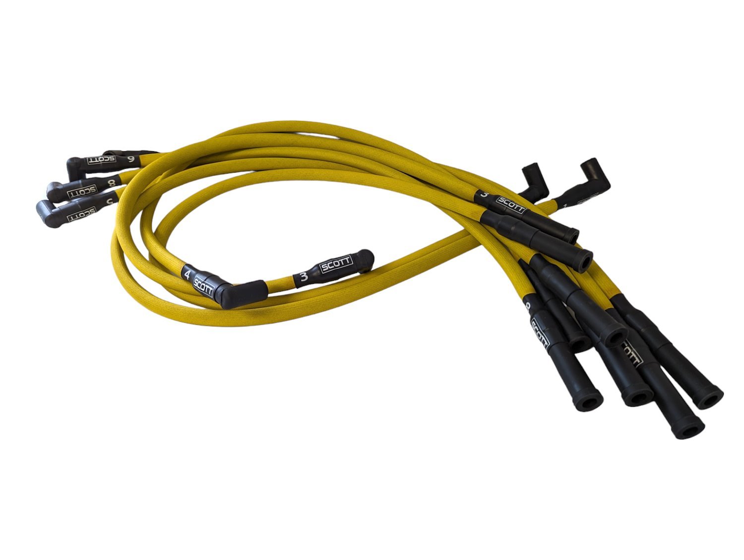 SPW300-PS-421-5 Super Mag Fiberglass-Oversleeved Spark Plug Wire Set for Small Block Chevy, Over Valve Cover [Yellow]