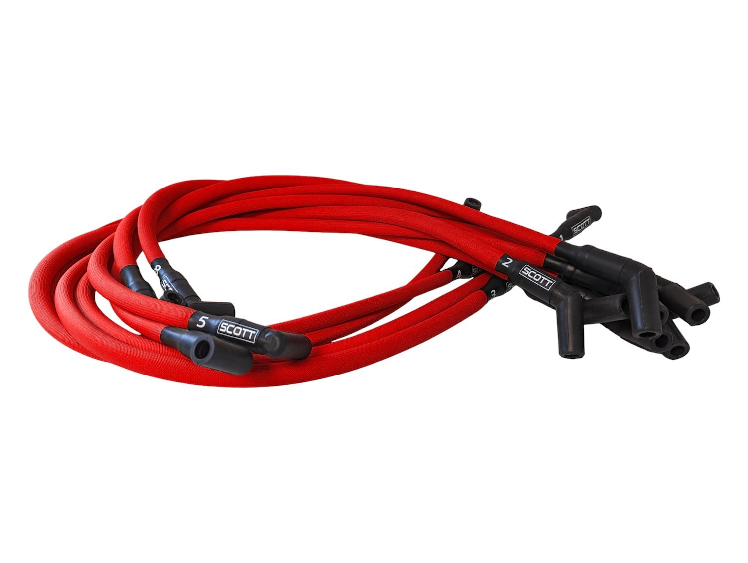 SPW300-PS-426-2 Super Mag Fiberglass-Oversleeved Spark Plug Wire Set for Small Block Ford, Over Valve Cover [Red]