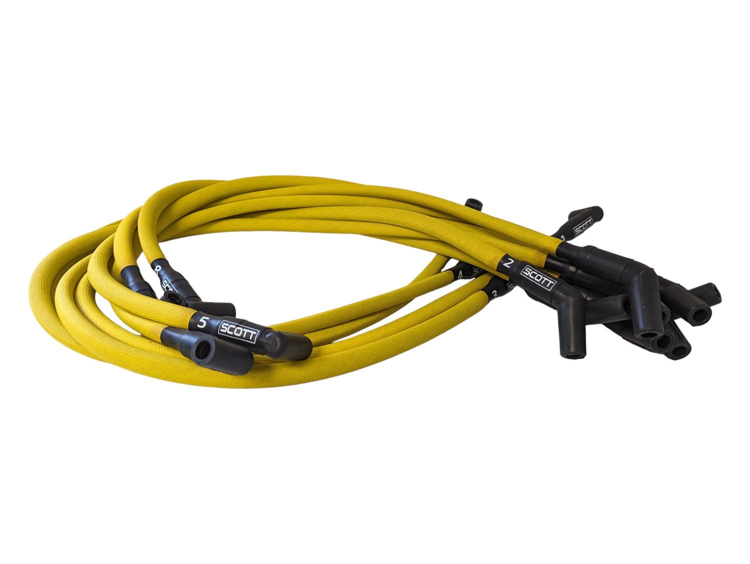 SPW300-PS-426-5 Super Mag Fiberglass-Oversleeved Spark Plug Wire Set for Small Block Ford, Over Valve Cover [Yellow]